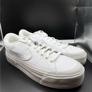 Size 11 - Nike Court Legacy Lift White Metallic Silver W